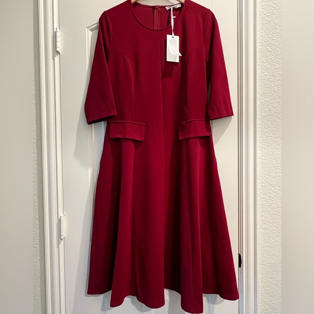 Elegant Deep Red Women's Dress